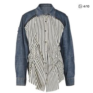 LILI Denim Button Down Zip
Detail Shirt